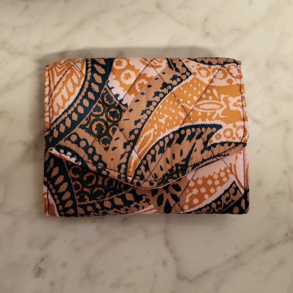 Vera Bradley RFID Mini Tri-Fold Wallet in Fern Paisley